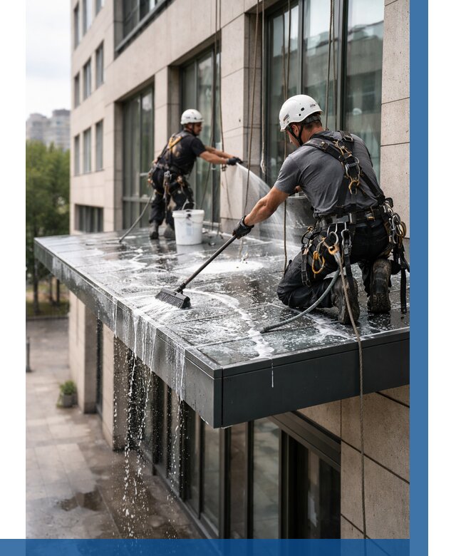 Мойка козырьков и навесов в Краснокамске от 3548 р. | ВЫСОТНИК-Кнм