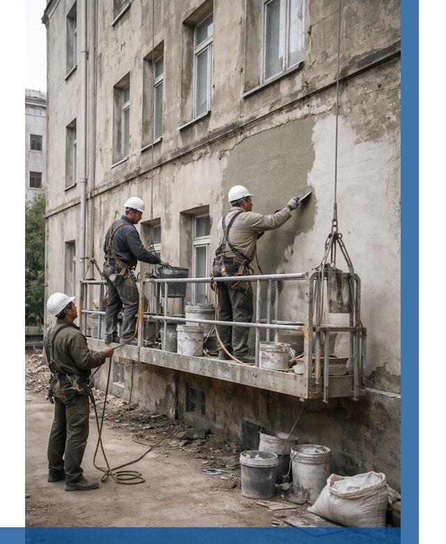 Капитальный ремонт фасада в Краснокамске от 4258 р. | ВЫСОТНИК-Кнм