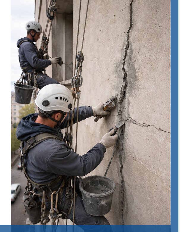 Заделка трещин на фасаде в Краснокамске от 912 р. | ВЫСОТНИК-Кнм