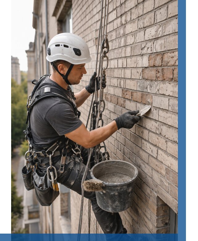 Ремонт кирпичной кладки фасада в Краснокамске от 1825 р. | ВЫСОТНИК-Кнм