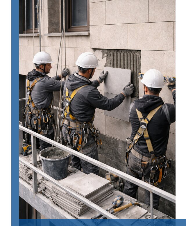 Ремонт облицовки фасада плиткой в Краснокамске с гарантией