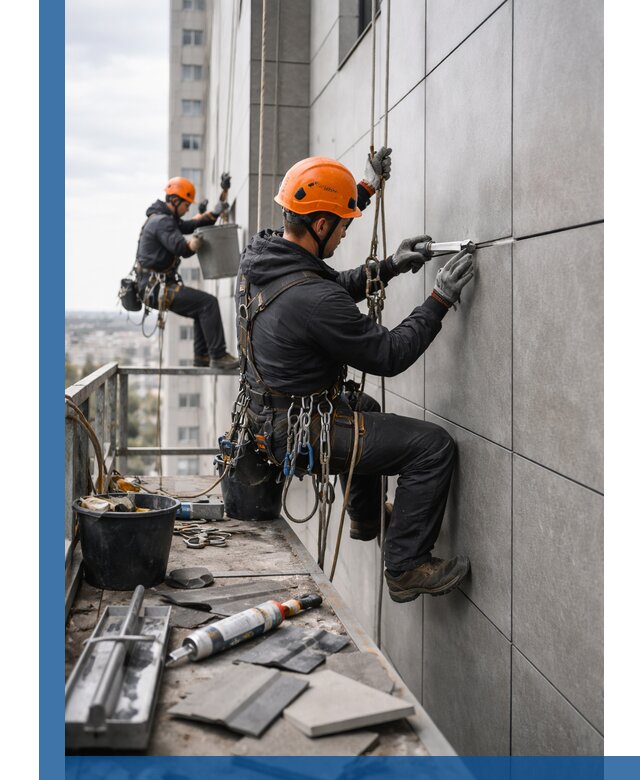 Профессиональный ремонт фасада из керамогранита в Краснокамске