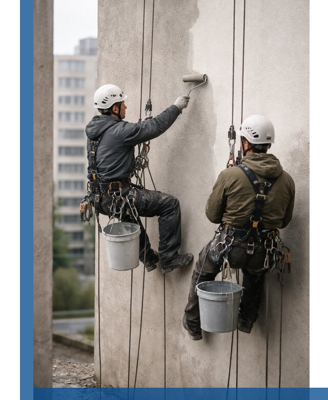 Покраска фасадов высотными альпинистами в Краснокамске с гарантией