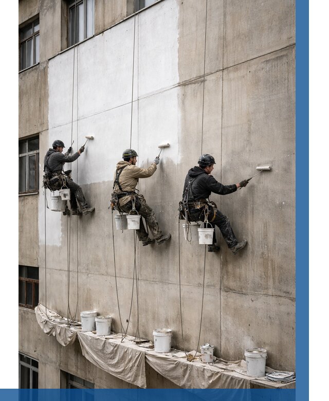 Покраска бетонного фасада в Краснокамске от 355 р за м2 | ВЫСОТНИК-Кнм