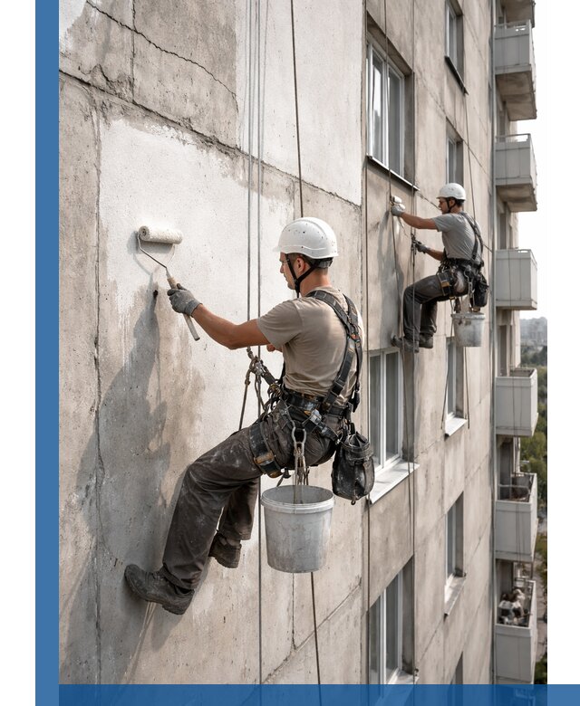 Покраска бетонного фасада в Краснокамске для жилых и промышленных объектов