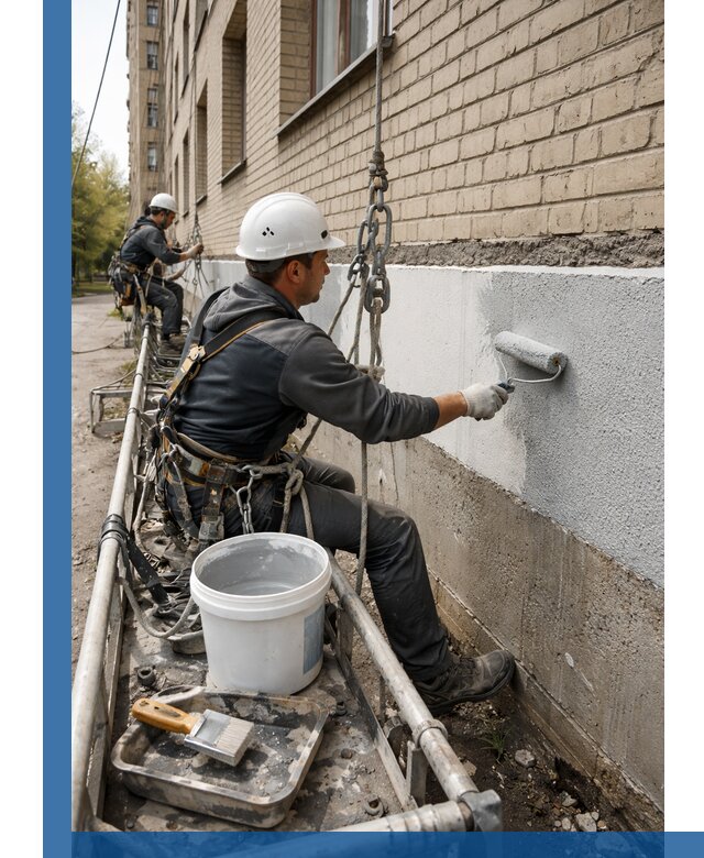 Окраска цоколя здания в Краснокамске профессионально и надежно