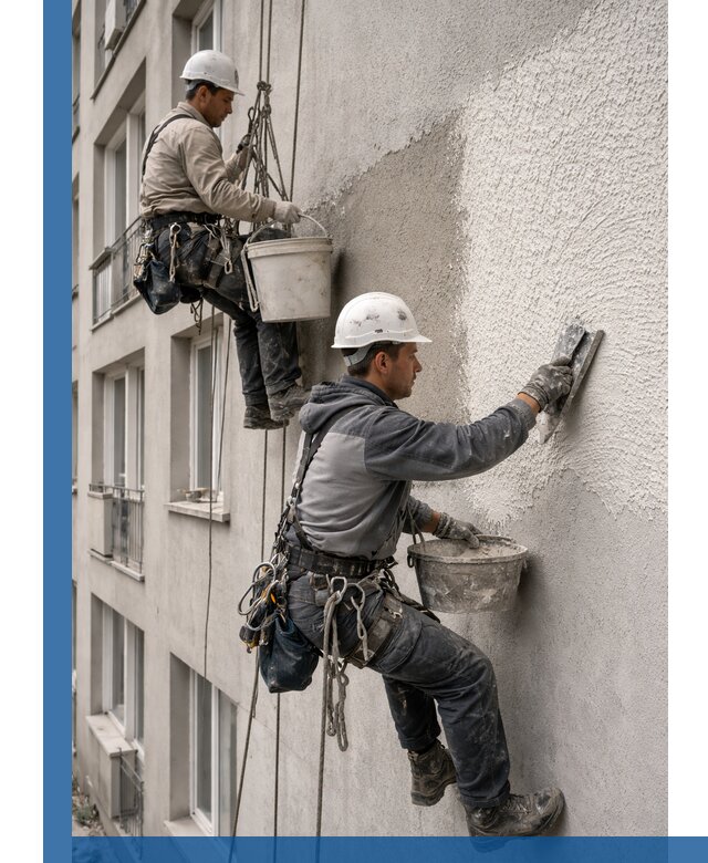 Нанесение декоративной штукатурки короед на фасад в Краснокамске