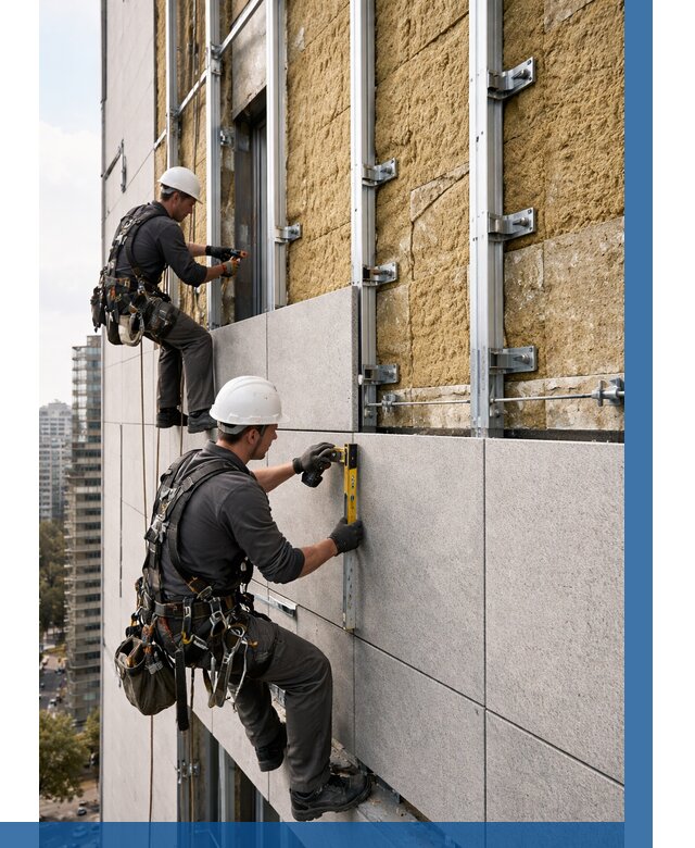 Монтаж вентилируемого фасада в Краснокамске от 3548 р. | ВЫСОТНИК-Кнм