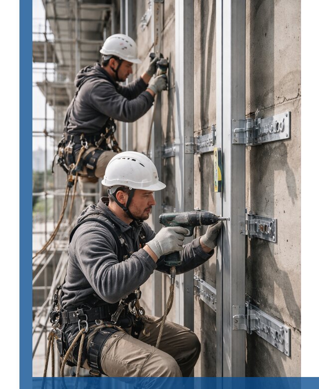 Монтаж и крепление подсистемы вентфасада в Краснокамске