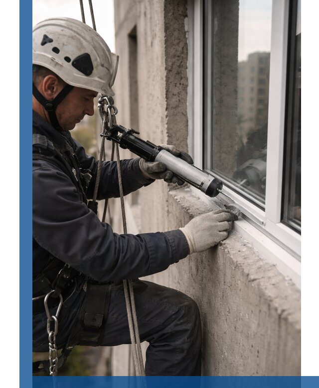 Герметизация оконных швов снаружи в Краснокамске профессионально