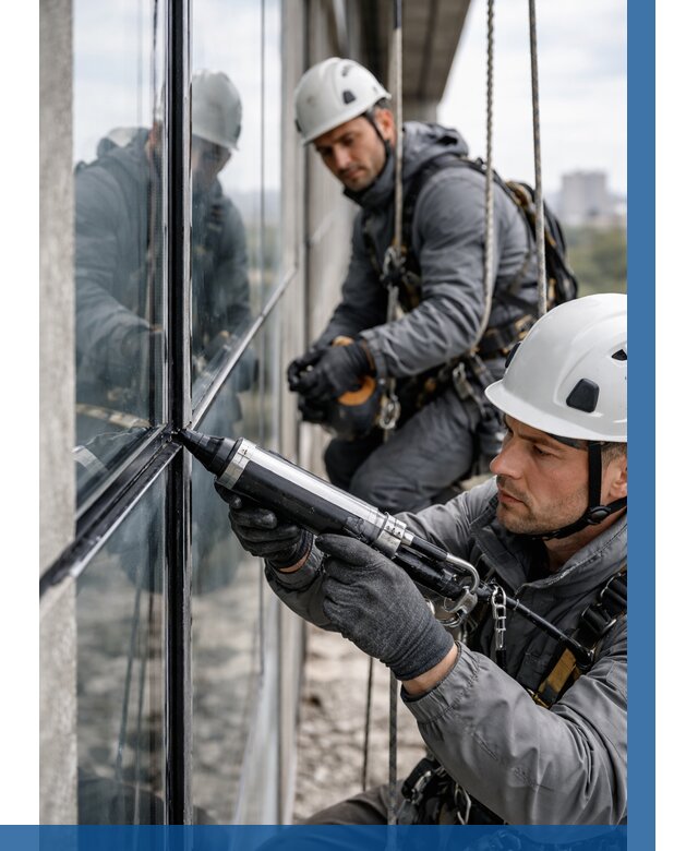 Герметизация витражных швов в Краснокамске от 659 р. | ВЫСОТНИК-Кнм