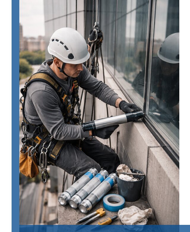 Герметизация стыков витража в Краснокамске для герметичных фасадов