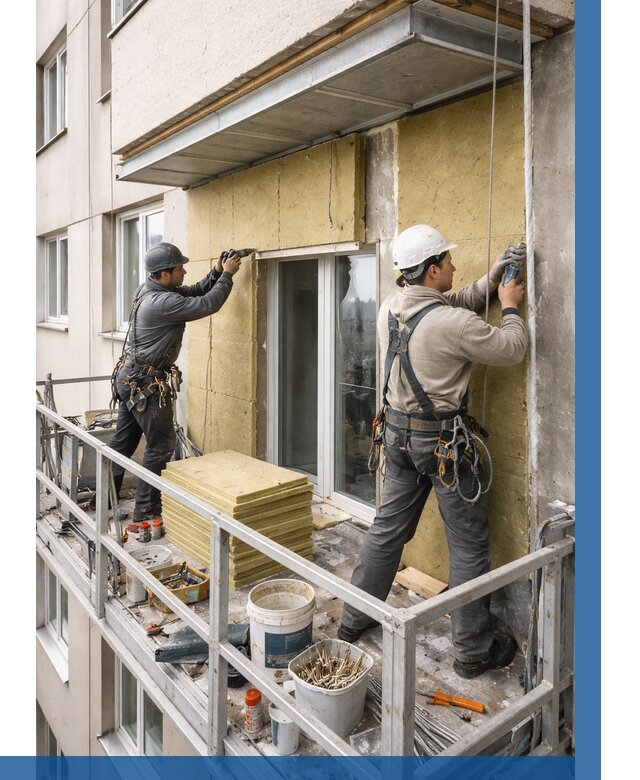 Утепление балкона снаружи в Краснокамске от 1622 р. под ключ ВЫСОТНИК-Кнм