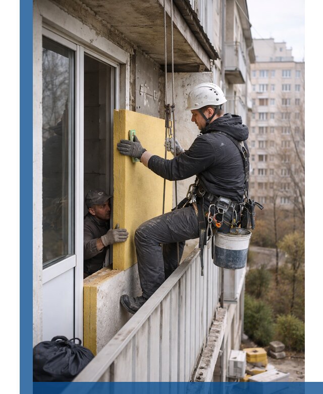 Профессиональное утепление балкона снаружи в Краснокамске под ключ
