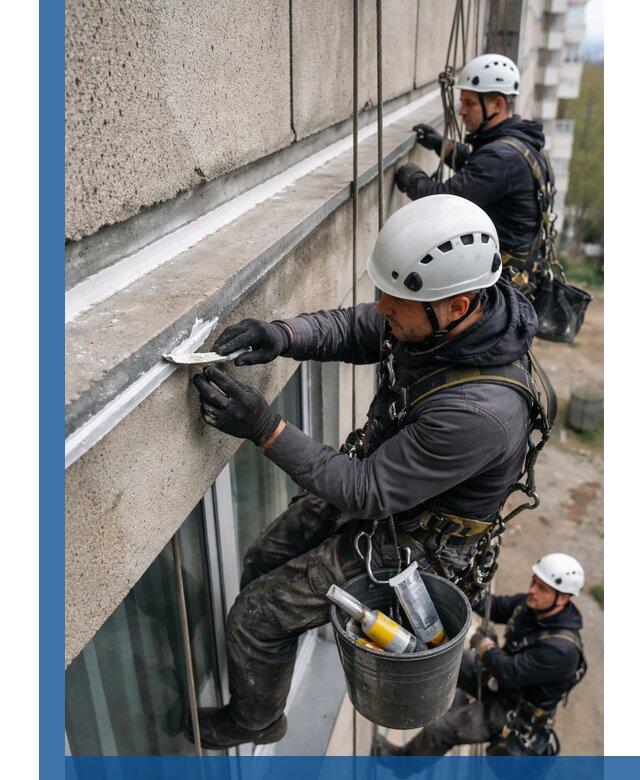 Герметизация примыкания балкона в Краснокамске под ключ с гарантией