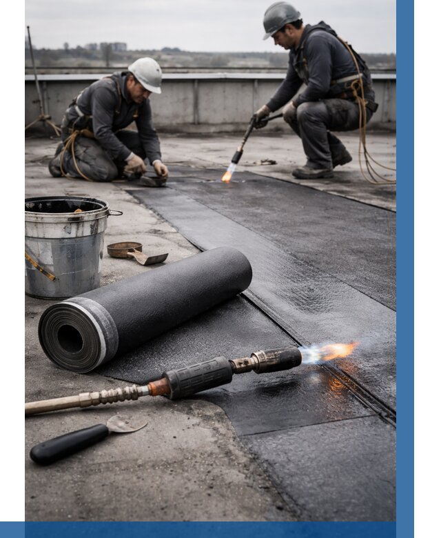 Ремонт рулонной кровли в Краснокамске от 659 р. | ВЫСОТНИК-Кнм