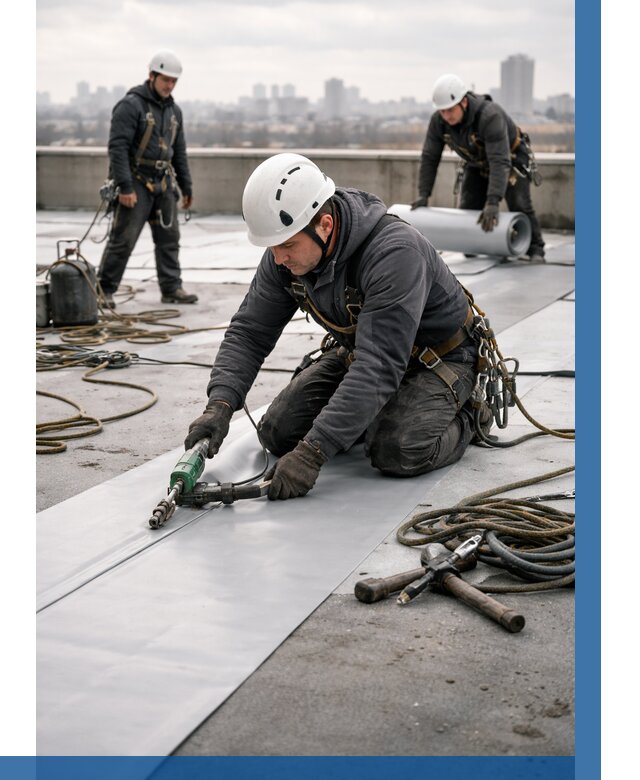 Ремонт мембранной кровли в Краснокамске от 1825 р./м2 | ВЫСОТНИК-Кнм