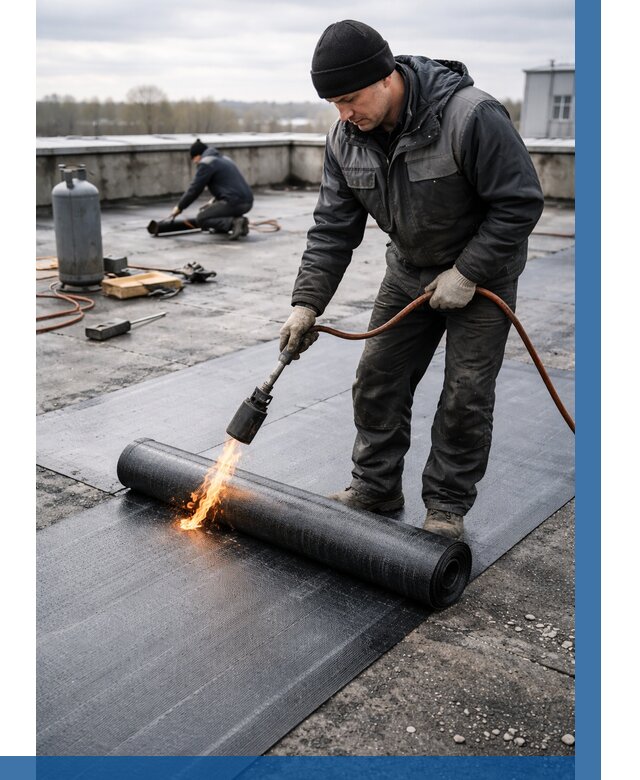 Ремонт наплавляемой кровли в Краснокамске от 710 р. | ВЫСОТНИК-Кнм