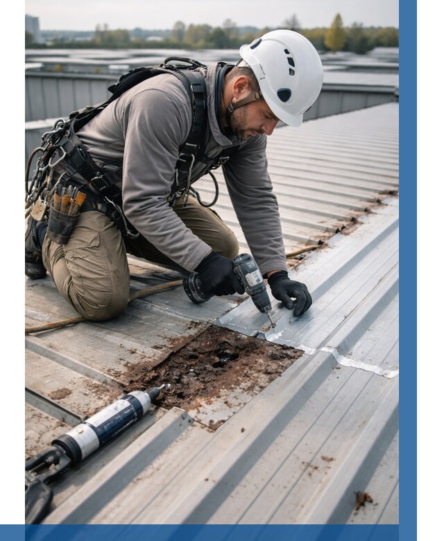 Ремонт профнастила на кровле в Краснокамске от 710 р. | ВЫСОТНИК-Кнм