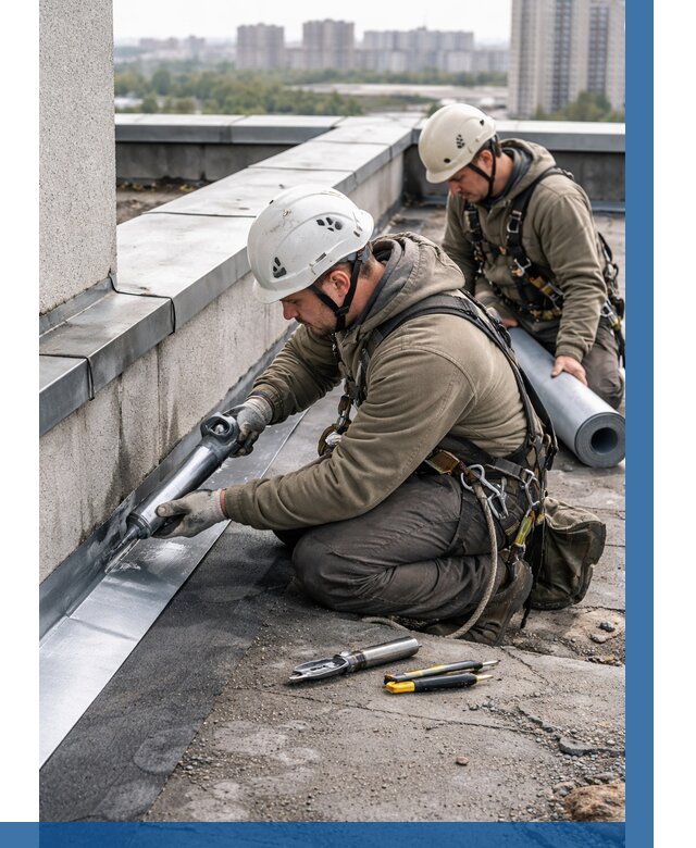 Ремонт кровельных примыканий в Краснокамске от 1216 р. | ВЫСОТНИК-Кнм