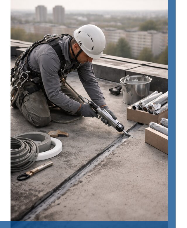 Герметизация швов кровли в Краснокамске от 456 р./м2 | ВЫСОТНИК-Кнм