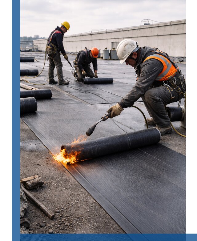 Монтаж наплавляемой кровли в Краснокамске профессионально
