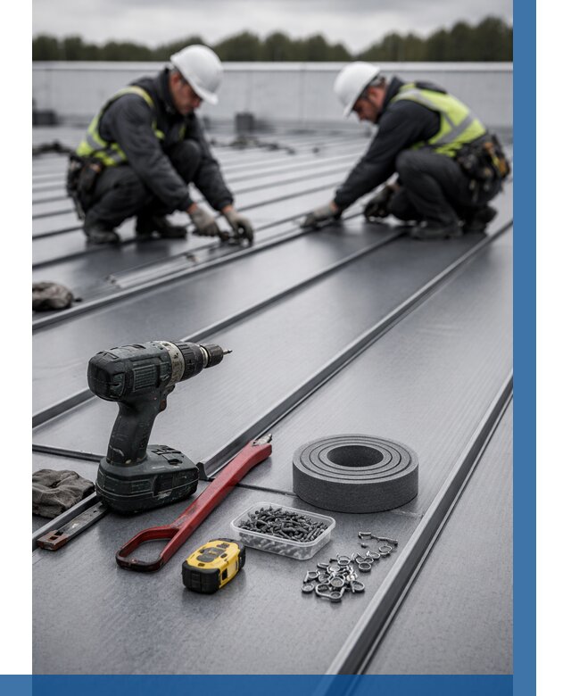 Монтаж фальцевой кровли в Краснокамске от 1825 р. | ВЫСОТНИК-Кнм