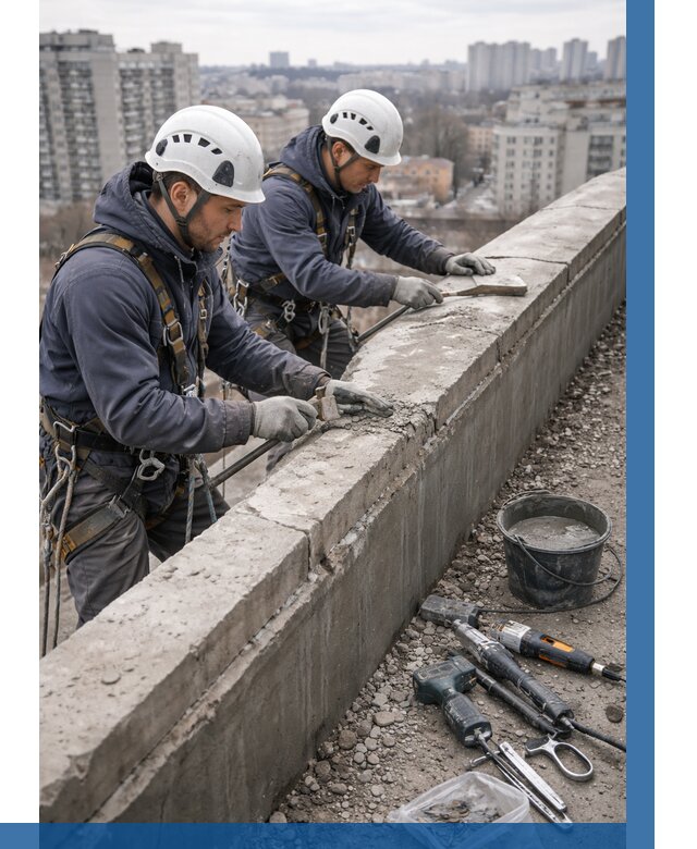 Ремонт парапета на кровле в Краснокамске от 1521 р. | ВЫСОТНИК-Кнм