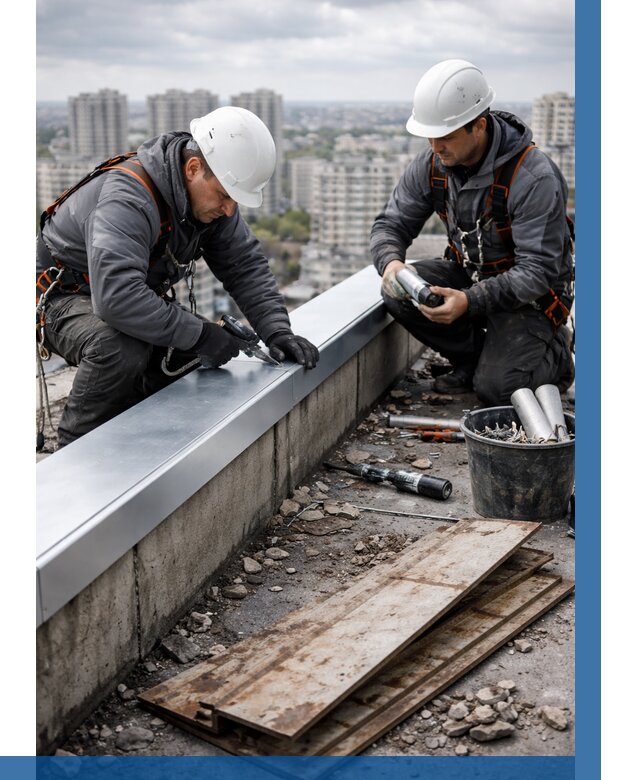 Замена парапетных крышек под ключ в Краснокамске от 1216 р. | ВЫСОТНИК-Кнм