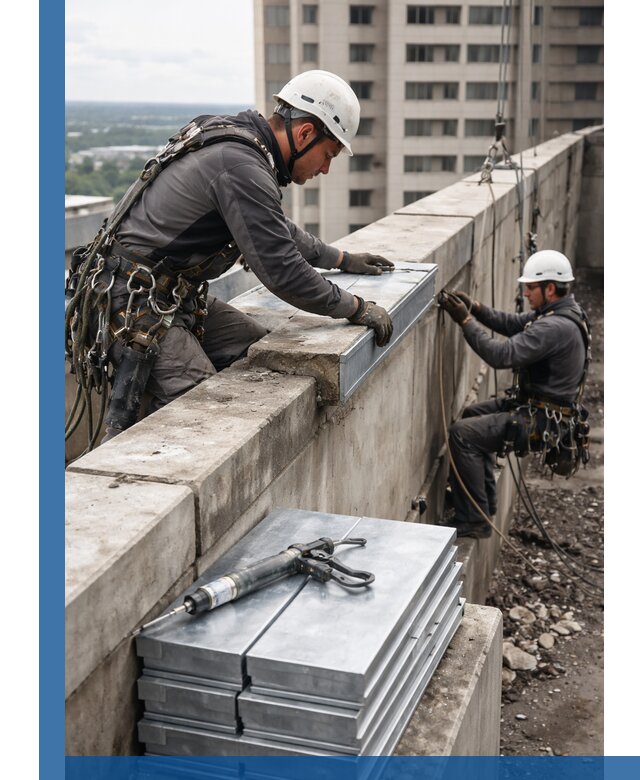 Замена парапетных крышек и установка новых в Краснокамске