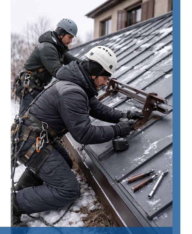 Монтаж снегозадержателей в Краснокамске от 456 р. | ВЫСОТНИК-Кнм