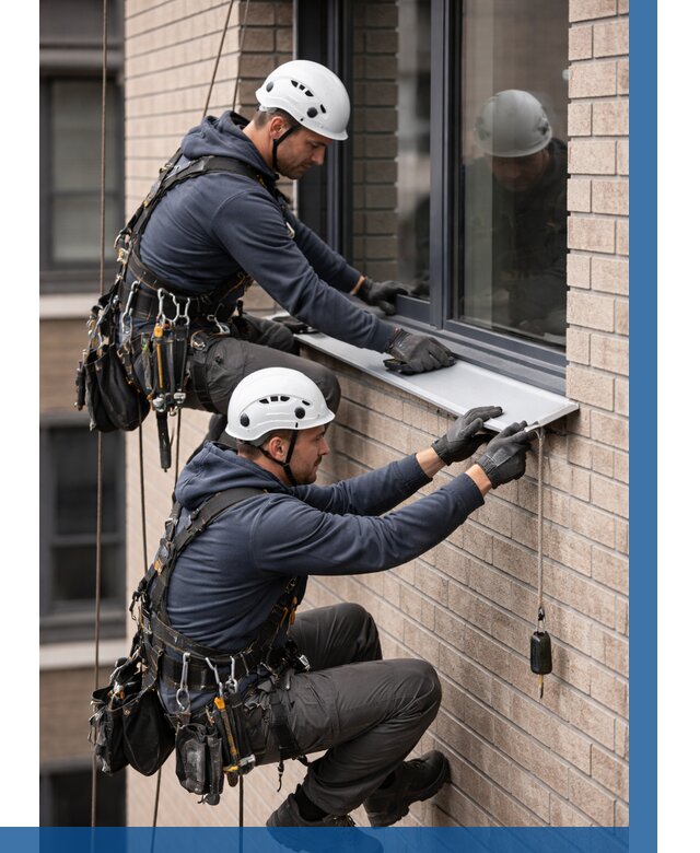 Монтаж оконных отливов под ключ в Краснокамске от 3548 р. | ВЫСОТНИК-Кнм