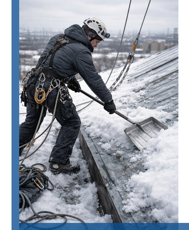 Профессиональная очистка кровли от снега и наледи в Краснокамске