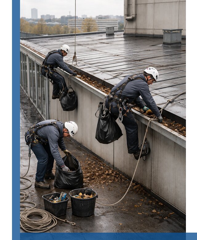 Очистка кровли по периметру в Краснокамске силами промышленных альпинистов