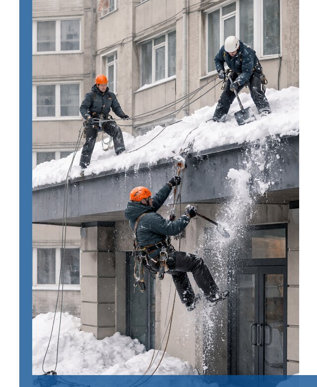 Безопасная очистка навесов от снега в Краснокамске круглогодично