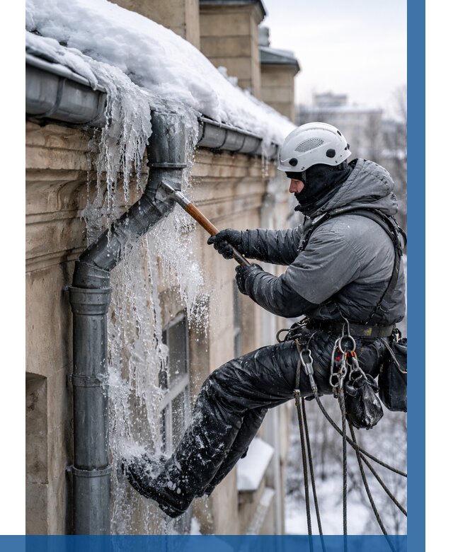 Очистка водостоков от льда в Краснокамске от 3548 р. | ВЫСОТНИК-Кнм