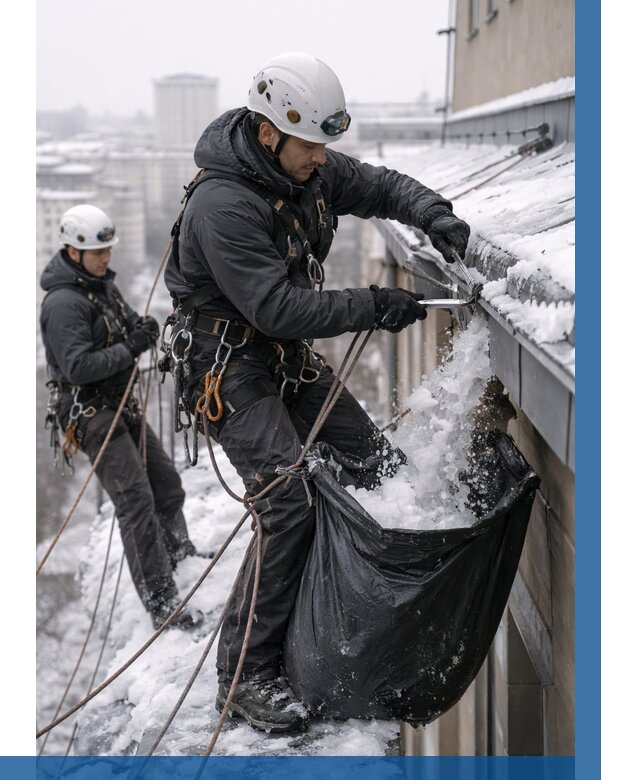 Аварийная очистка крыши в Краснокамске под ключ от 304 р. | ВЫСОТНИК-Кнм