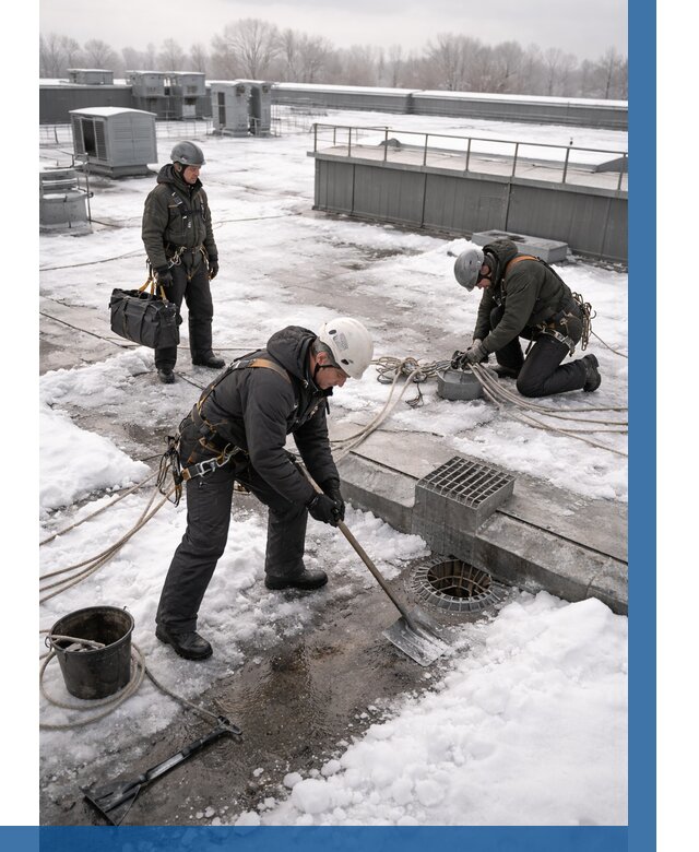 Абонентское обслуживание кровли зимой в Краснокамске от 8110 р. | ВЫСОТНИК-Кнм