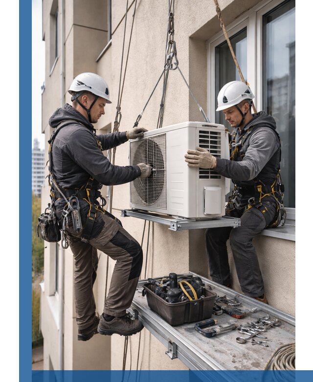 Перенос внешнего блока кондиционера в Краснокамске с монтажом и крепежом