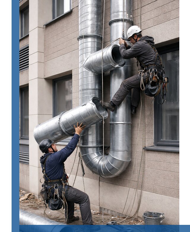 Монтаж фасадных воздуховодов в Краснокамске с герметизацией и крепежом