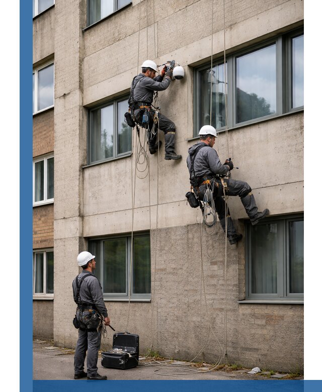 Монтаж фасадных камер видеонаблюдения в Краснокамске под ключ