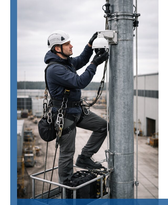 Профессиональная установка видеокамер на мачте в Краснокамске