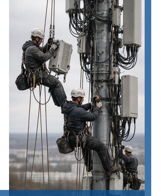 Монтаж оборудования связи на мачте в Краснокамске от 7603 р. | ВЫСОТНИК-Кнм