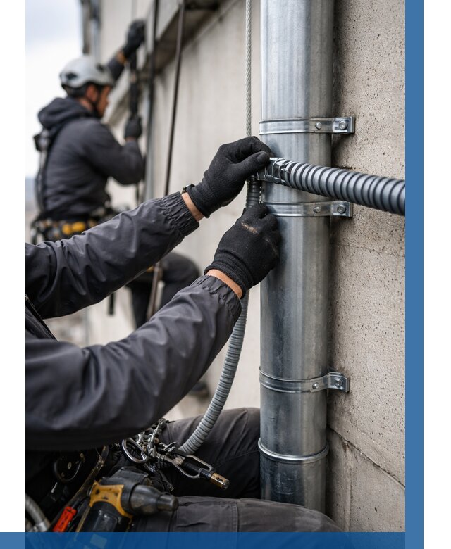 Монтаж гофры для кабеля в Краснокамске от 304 р. | ВЫСОТНИК-Кнм