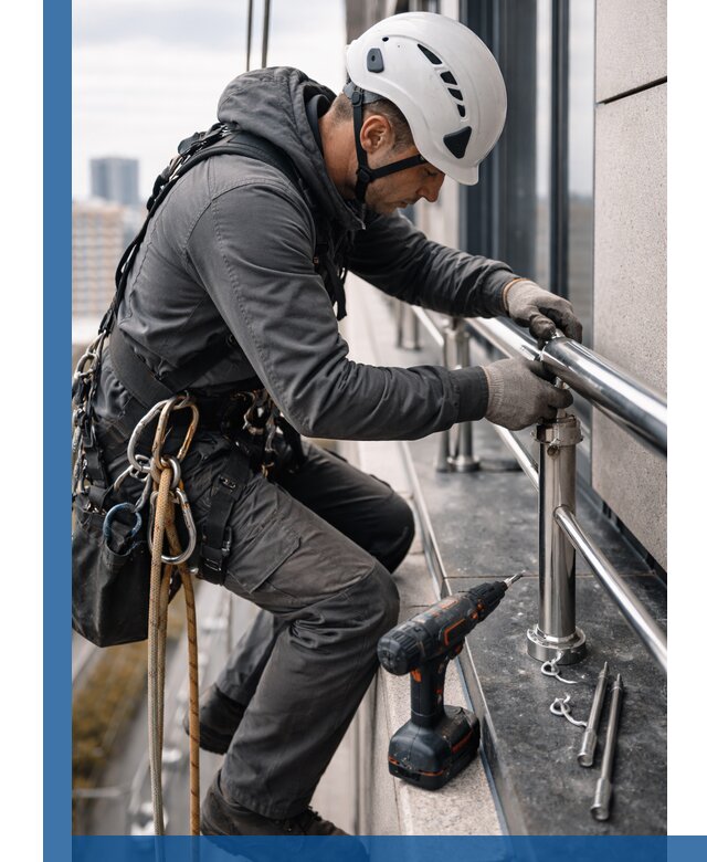 Монтаж ограждений на высоте в Краснокамске для зданий и конструкций