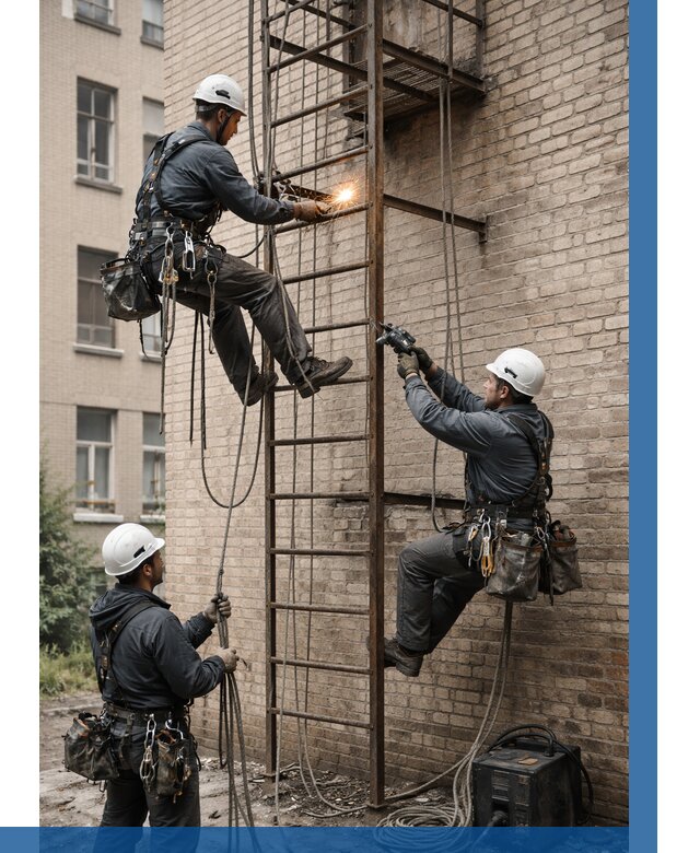 Ремонт пожарной лестницы в Краснокамске от 7603 р. | ВЫСОТНИК-Кнм