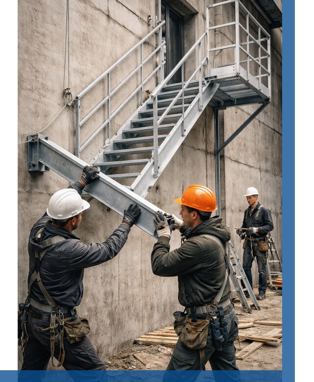 Монтаж металлических лестниц в Краснокамске от 15206 р. | ВЫСОТНИК-Кнм