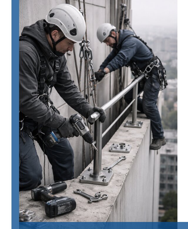 Монтаж перил на высоте в Краснокамске для жилых и промобъектов