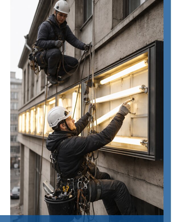 Замена ламп в вывеске в Краснокамске под ключ от 3548 р. | ВЫСОТНИК-Кнм
