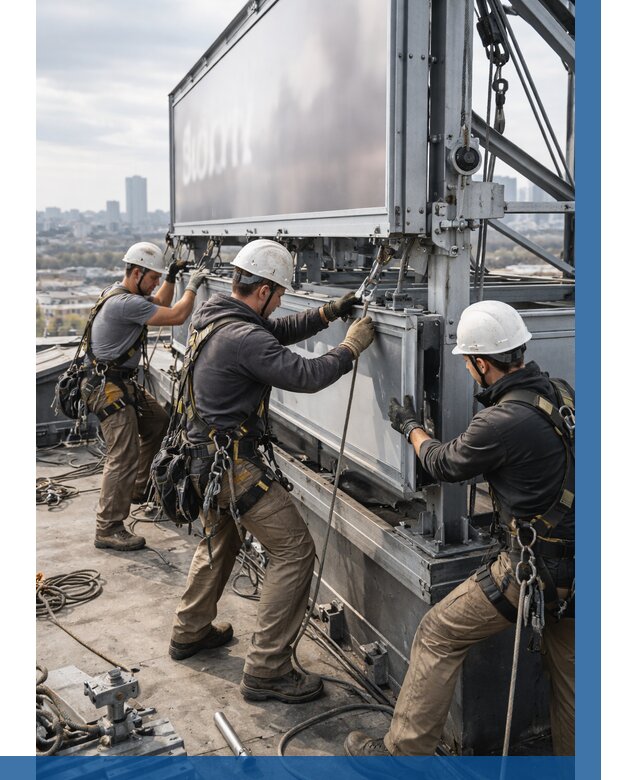 Монтаж крышной рекламной конструкции в Краснокамске от 60822 р.|ВЫСОТНИК-Кнм